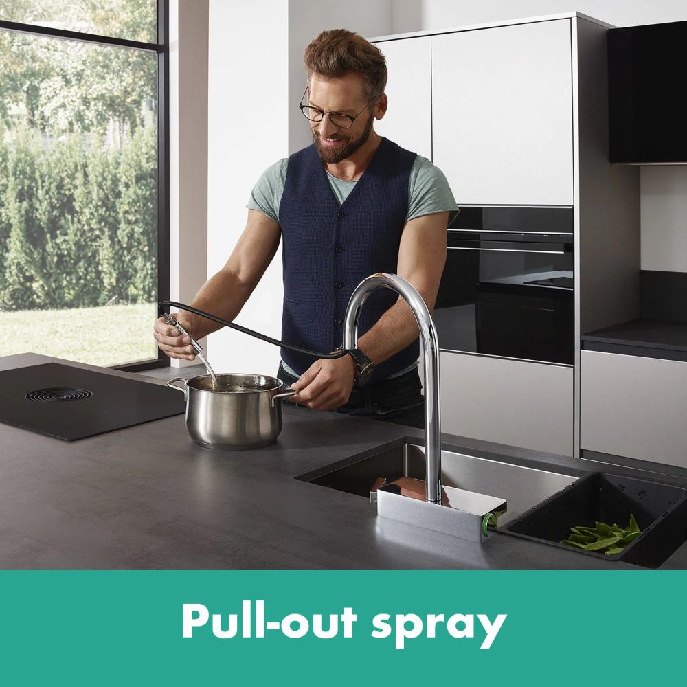 Змішувач для кухні Hansgrohe Aquno Select M81 хром 73837000 з висувною лійкою