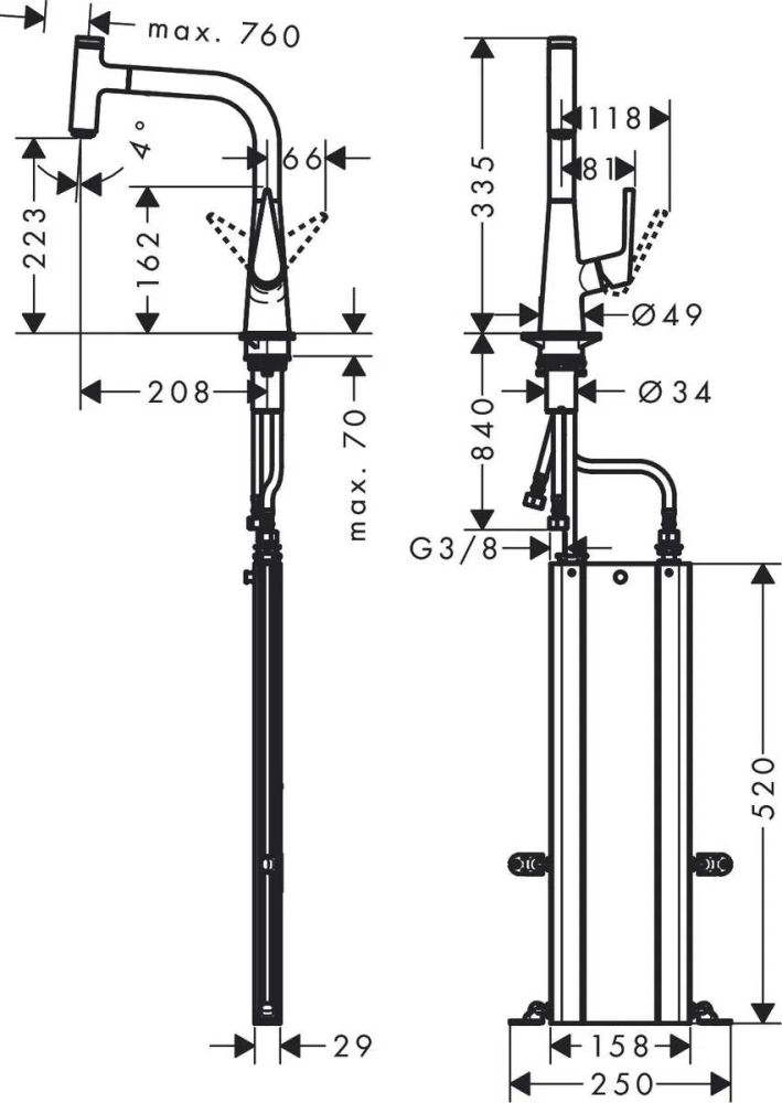 Змішувач для кухні Hansgrohe Talis Select M51 хром 73852000 з висувною лійкою