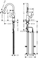 Смеситель для кухни Hansgrohe Focus M41 сталь 73880800 с выдвижной лейкой
