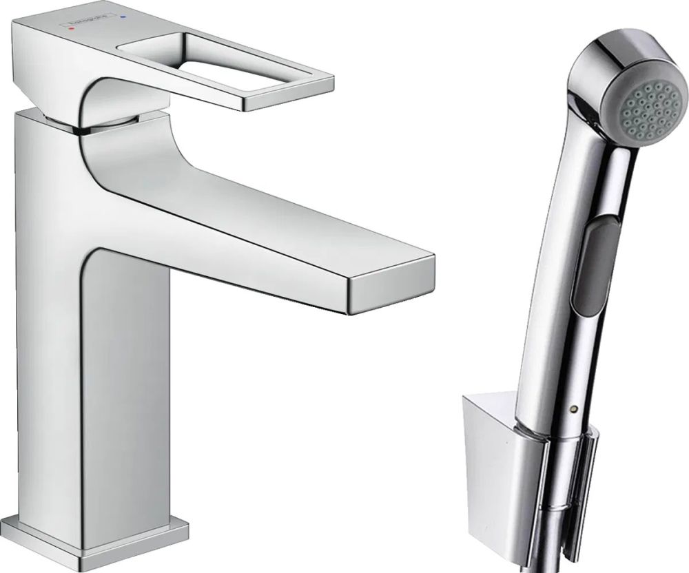 Смеситель для раковины Hansgrohe Metropol хром 74522000 с гигиеническим душем