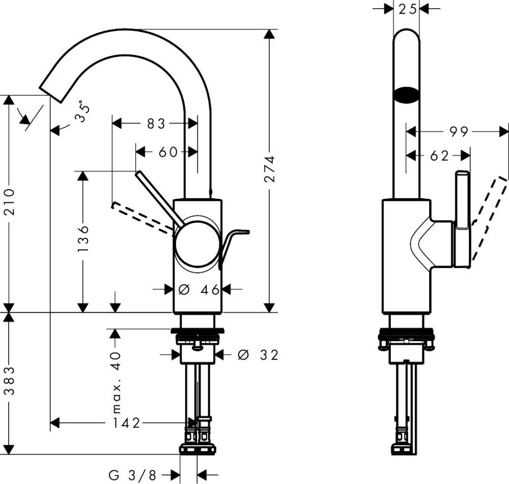 Змішувач для раковини Hansgrohe Zesis S чорний матовий 74740670