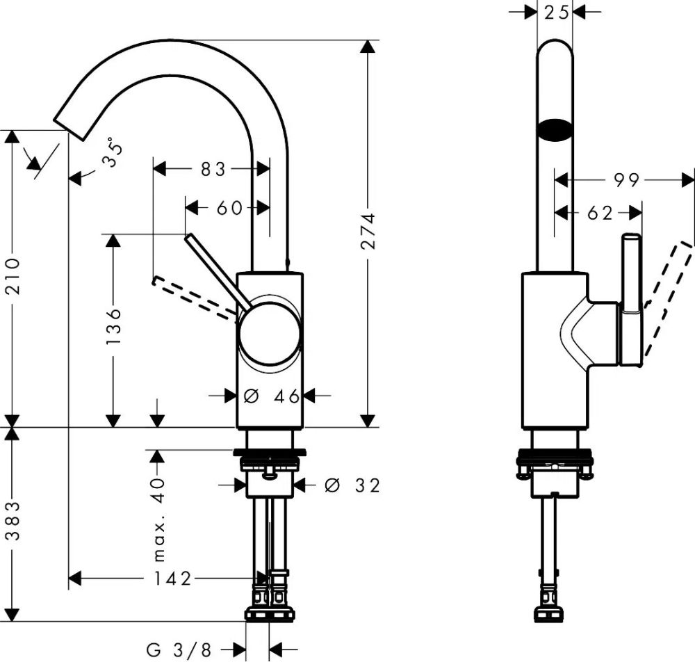 Змішувач для раковини Hansgrohe Zesis S хром 74742000