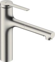 Змішувач для кухні Hansgrohe Zesis M33 сталь 74823800 з висувною лійкою