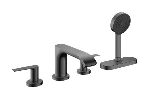 Змішувач на борт ванни Hansgrohe Vivenis чорний матовий хром 75444340 з душовим гарнітуром