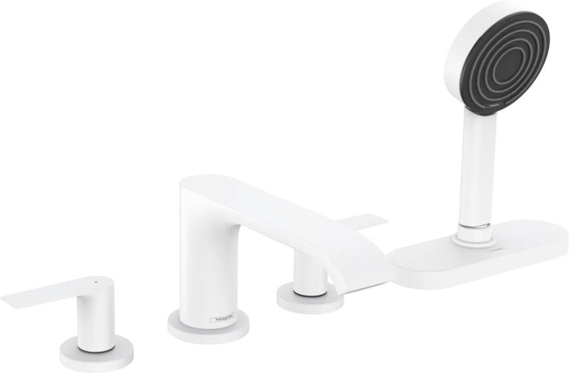 Змішувач на борт ванни Hansgrohe Vivenis білий матовий 75444700 з душовим гарнітуром