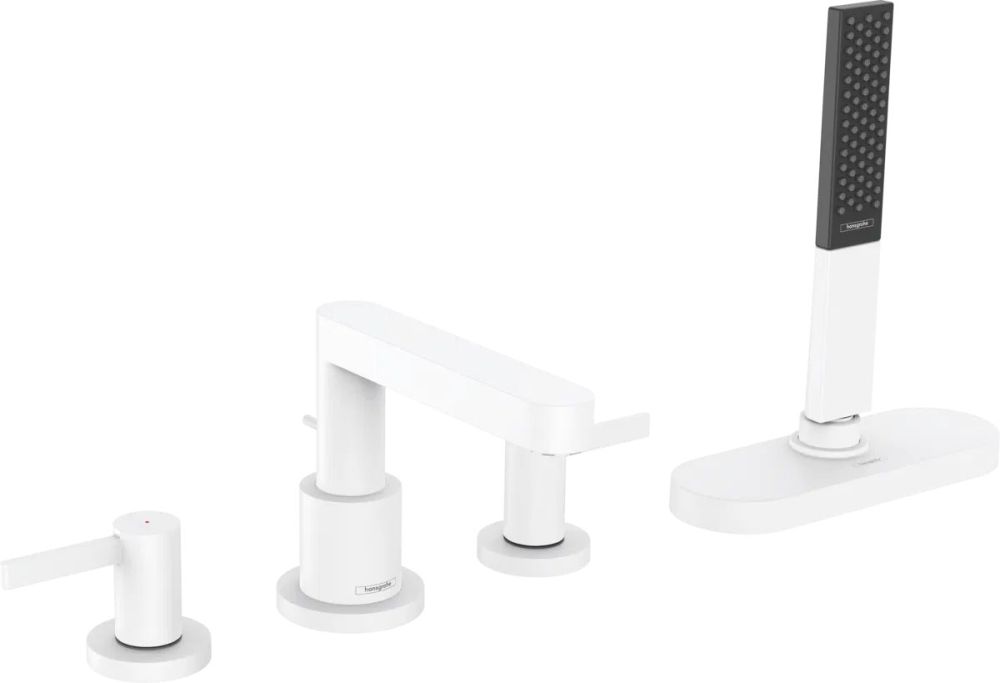 Змішувач на борт ванни Hansgrohe Finoris білий матовий 76444700 з душовим гарнітуром