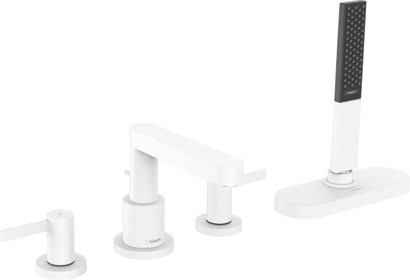 Змішувач на борт ванни Hansgrohe Finoris білий матовий 76444700 з душовим гарнітуром