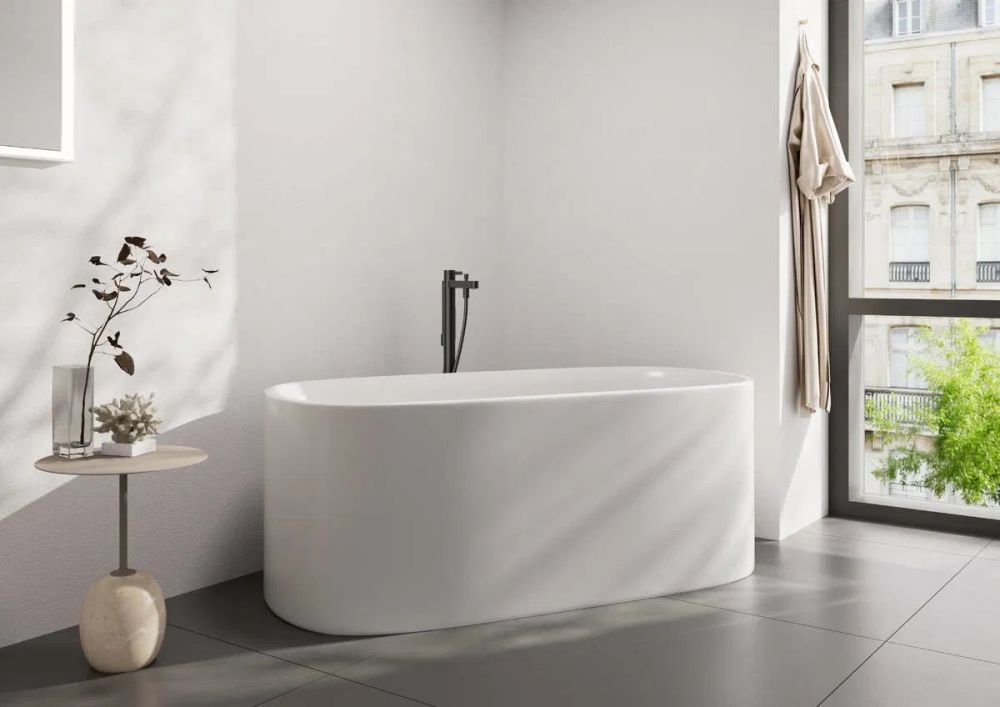 Смеситель для ванны Hansgrohe Finoris черный матовый хром 76445340 на пол