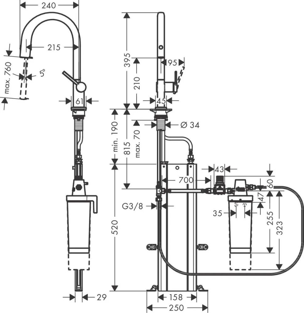 Змішувач для кухні Hansgrohe Aqittura M91 сталь 76800800 під фільтровану воду