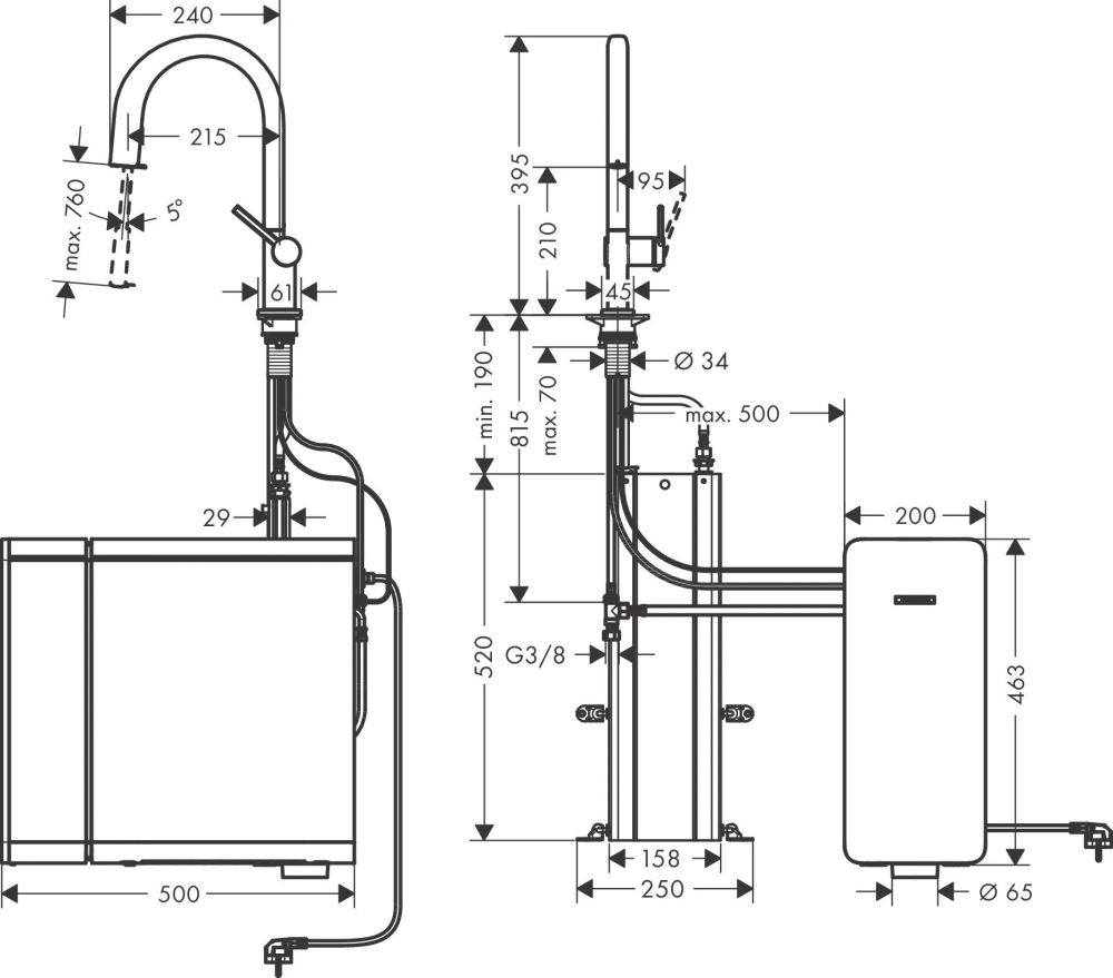 Змішувач для кухні Hansgrohe Aqittura M91 сталь 76806800 під фільтровану воду