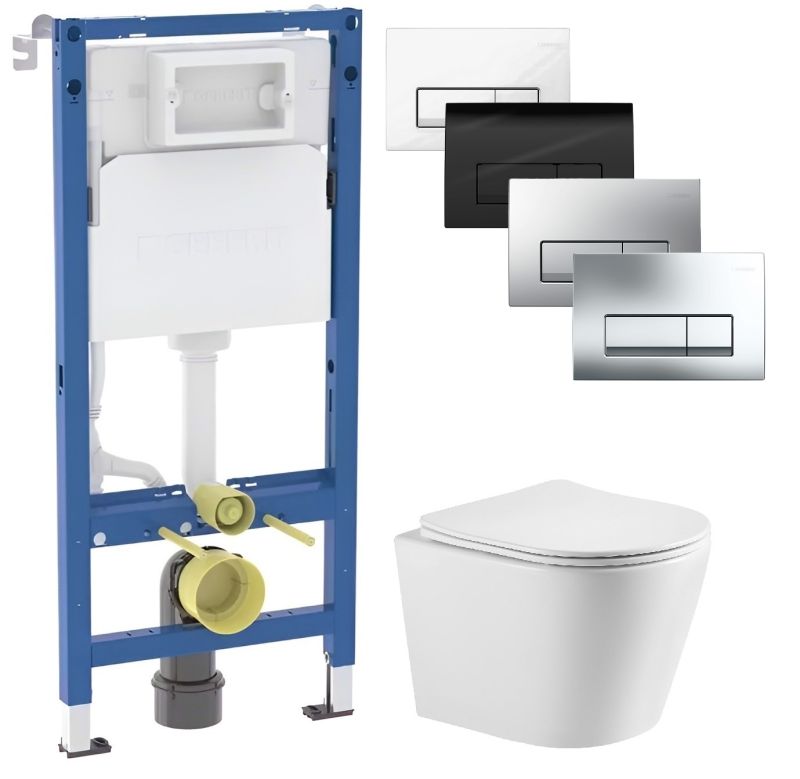 Інсталяція Geberit Duofix 458.103.00.2 з клавішею Delta50 + підвісний унітаз Imprese Dobry Twist c06802203 із сидінням Soft Close