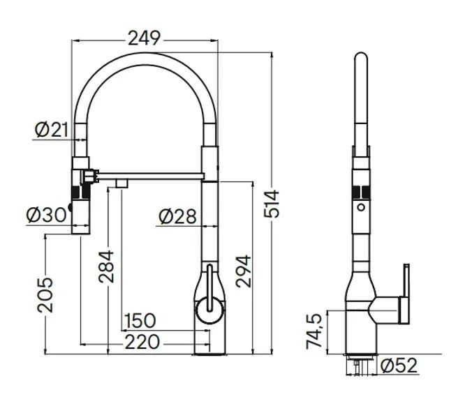 Змішувач для кухні Fabiano Fkm 3129 графіт/чорний 8231.403.1929 під фільтровану воду