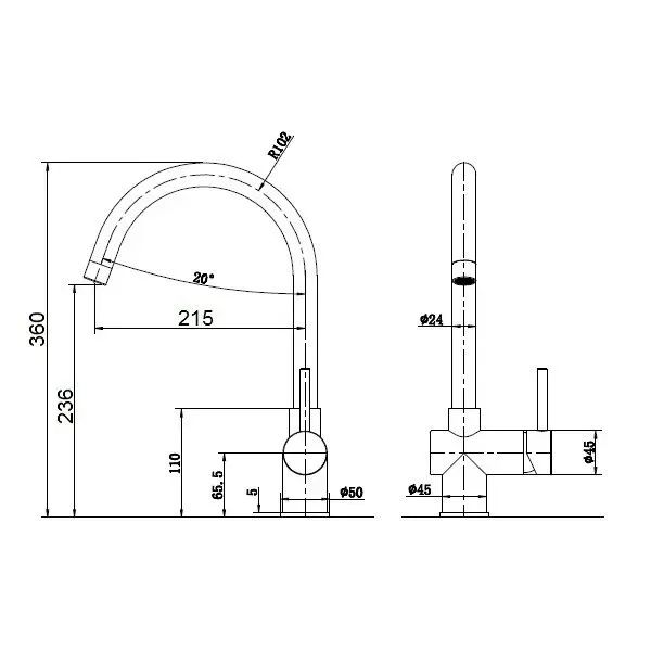 Смеситель для кухни Fabiano Fkm 39 Ss сталь матовая 8232.401.0192