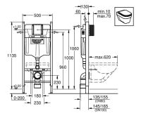 Інсталяція Grohe Rapid SL 3884000G з клавішею Skate Cosmopolitan чорною матовою + Унітаз підвісний Qtap Jay Ultra Quiet QT07335177W з сидінням Soft Close