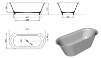 Ванна зі штучного каменю Kolpa San Antiq-FS 183x80 561101