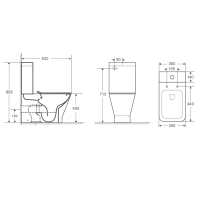 Унітаз підлоговий AquA PooL Ibiza Square Vortex Ultra Clean 88FBS630T03 із бачком та сидінням Soft Close