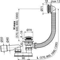 Сифон для ванни Alcaplast Click-Clack хром A504CKM-100