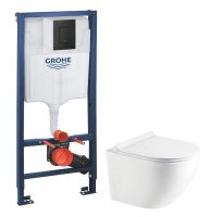 Інсталяція Grohe Solido 3 в 1 із чорною матовою клавішою 388112430 + Унітаз підвісний Koller Pool Round Smart Tornado 3.0 RN-0490-RQ3 із сидінням Soft Close