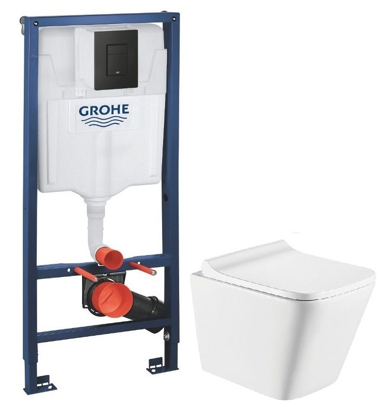 Інсталяція Grohe Solido 3 в 1 з чорною матовою клавішою 388112430 + Унітаз підвісний Koller Pool Trend Tornado 3.0 TR-0490-RQ3 із сидінням Soft Close