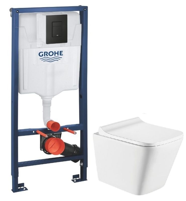 Інсталяція Grohe Solido 3 в 1 з чорною матовою клавішою 388112430 + Унітаз підвісний Koller Pool Trend Tornado 3.0 TR-0490-RQ3 із сидінням Soft Close
