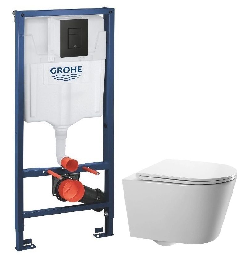 Інсталяція Grohe Solido 3 в 1 з чорною матовою клавішою 388112430 + Унітаз підвісний Koller Pool Mio Tornado 1811560198 із сидінням Soft Close