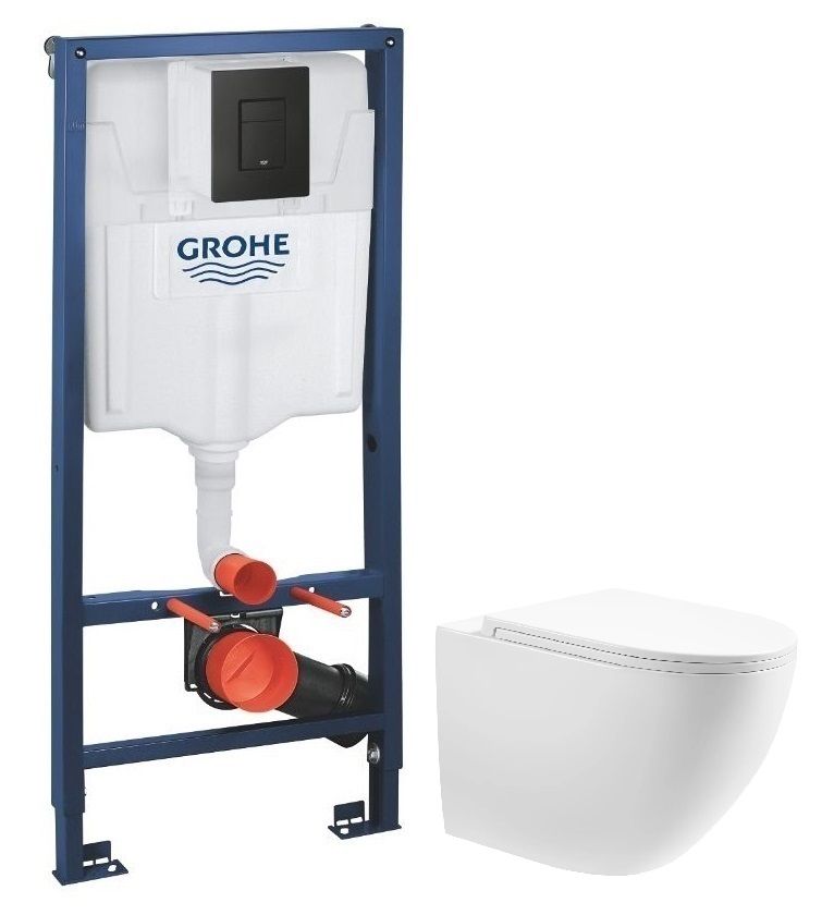 Інсталяція Grohe Solido 3 в 1 з чорною матовою клавішою 388112430 + Унітаз підвісний Koller Pool Stream Tornado 3.0 1857570198 з сидінням Soft Close