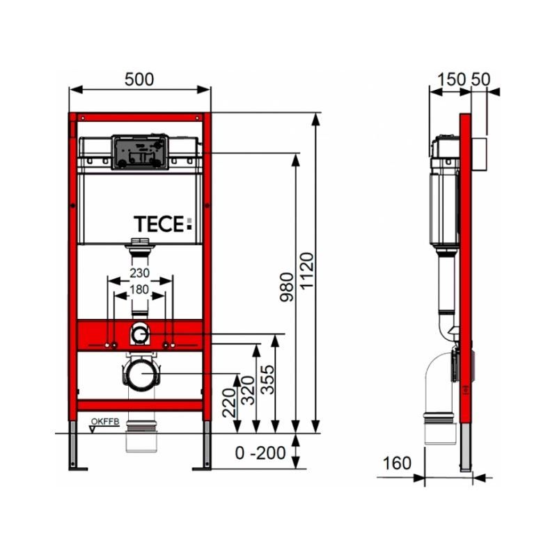 Инсталляция для унитаза TECE Base 9400400 с клавишей