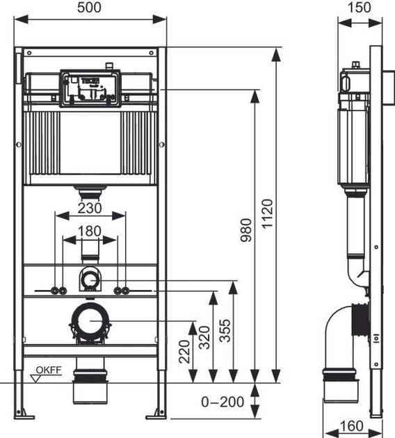 Инсталляция для унитаза TECE Base 9400406 с клавишей