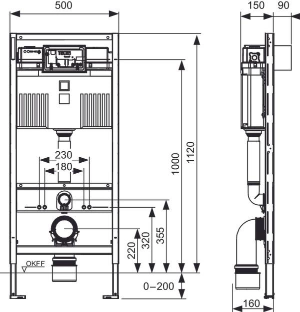 Инсталляция для унитаза TECE Base 9400412 с клавишей