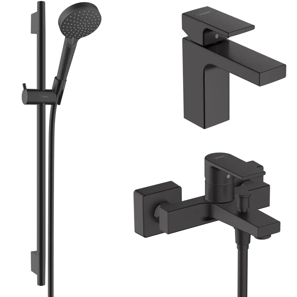 Набір змішувачів Hansgrohe Vernis Shape 3 в 1 чорний матовий 20230003