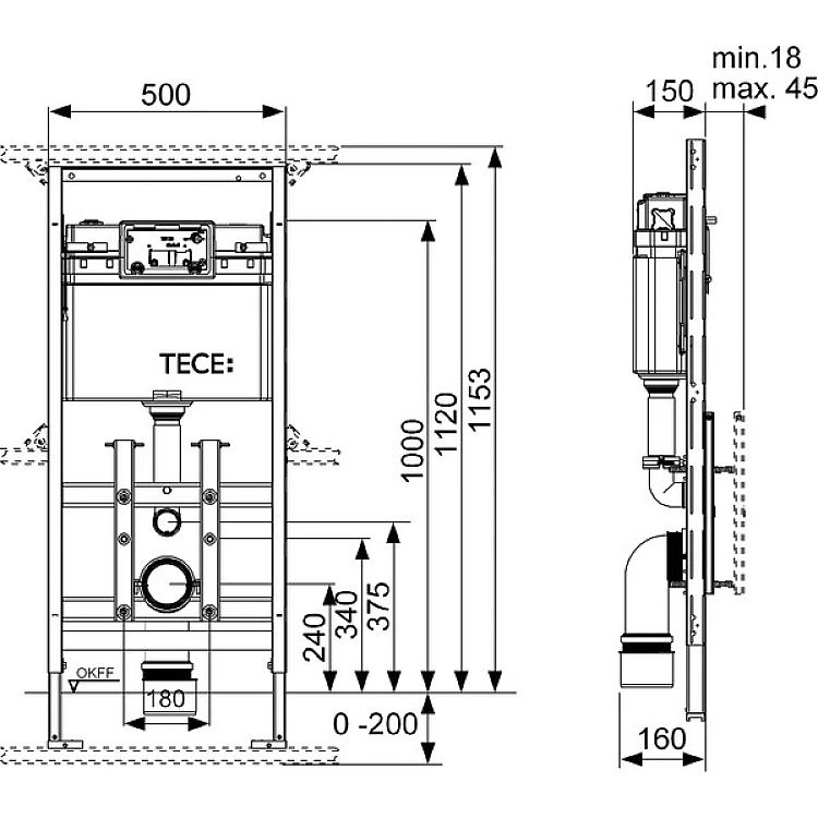 Инсталляция для унитаза TECE Profil 9600100