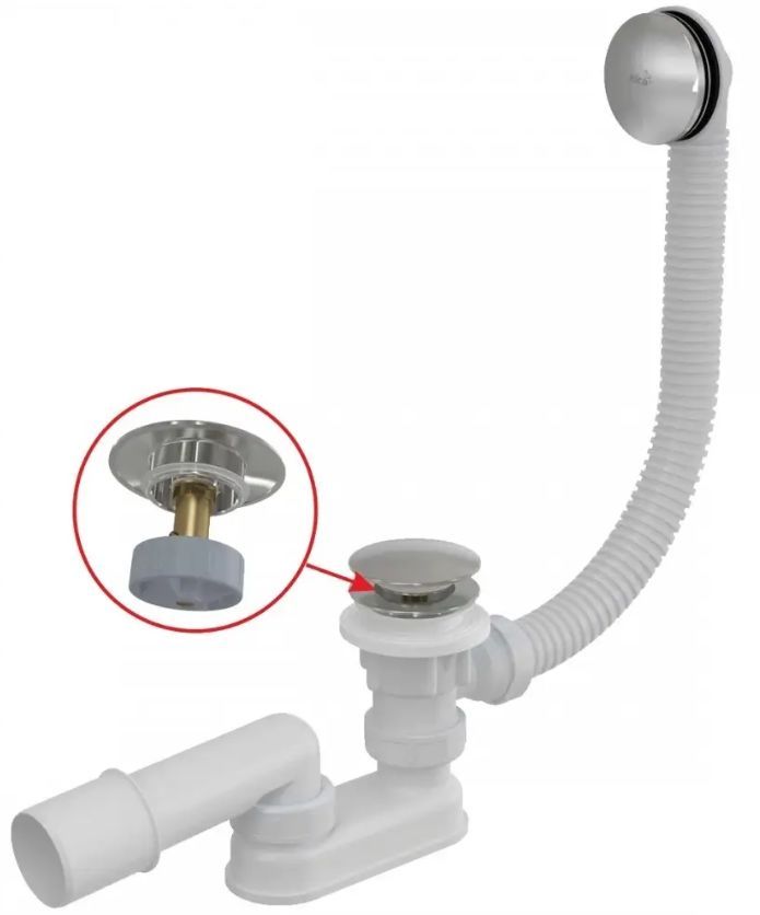 Сифон для ванни Alcaplast Click-Clack хром A504CKM-100