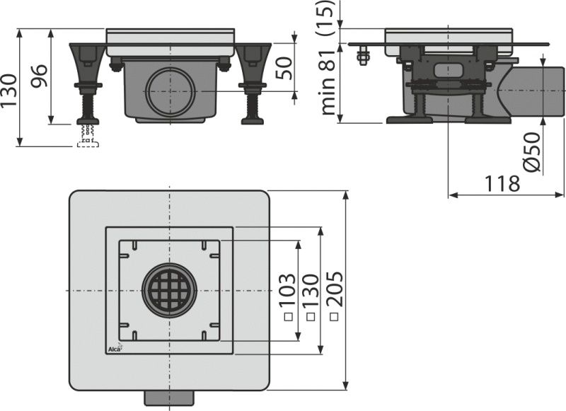 Трап для душу AlcaPlast APV120 без решітки