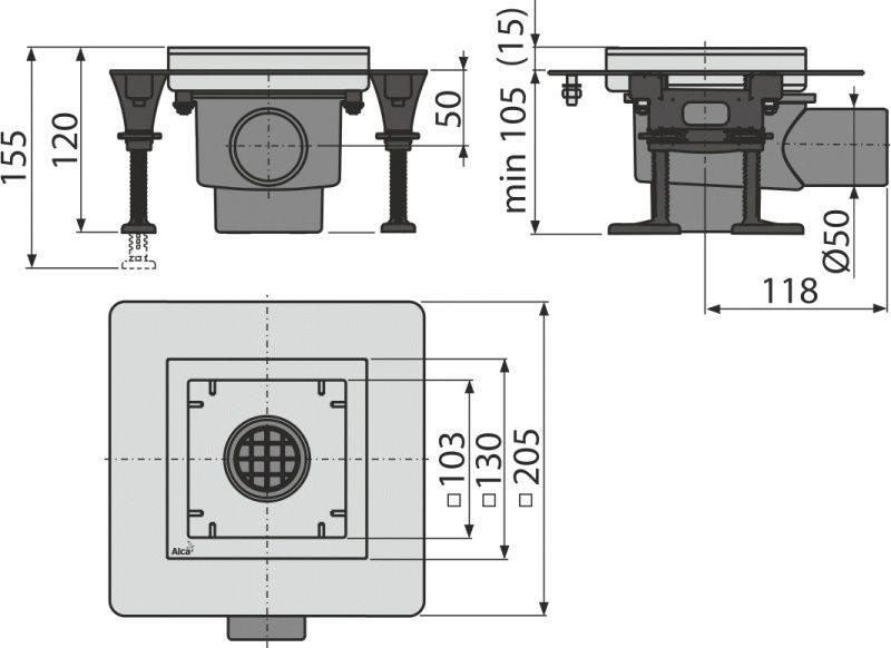 Трап для душу AlcaPlast APV130 без решітки