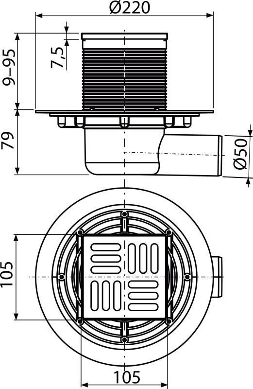 Трап для душу AlcaPlast APV1321 з решіткою