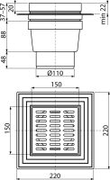 Трап для душу AlcaPlast APV13 з решіткою