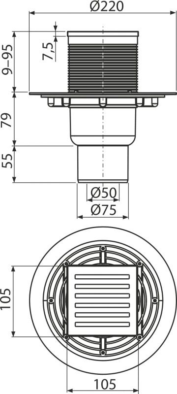 Трап для душу AlcaPlast APV203 з решіткою