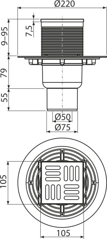 Трап для душу AlcaPlast APV2321 з решіткою