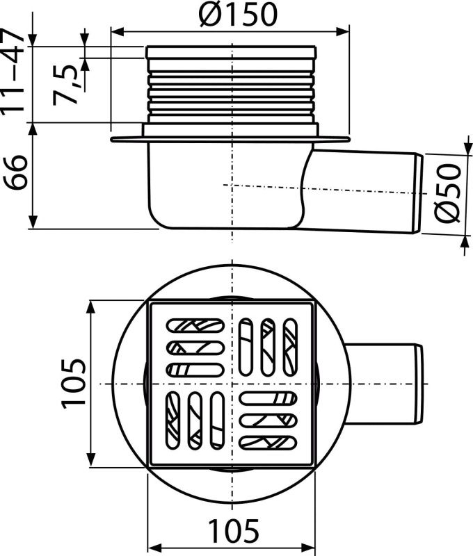 Трап для душу AlcaPlast APV26 з решіткою