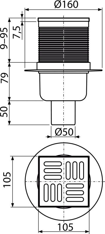 Трап для душу AlcaPlast APV2 з решіткою