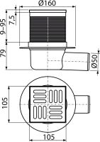Трап для душу AlcaPlast APV31 з решіткою