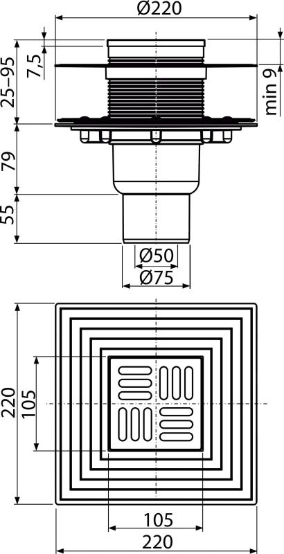 Трап для душу AlcaPlast APV4344 з решіткою
