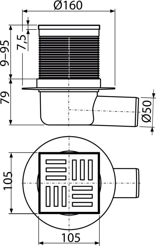 Трап для душу AlcaPlast APV5111 з решіткою