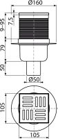 Трап для душу AlcaPlast APV6111 з решіткою