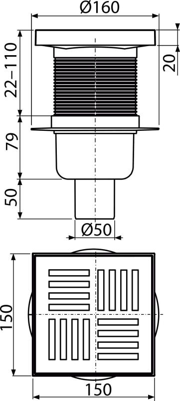 Трап для душу AlcaPlast APV6211 з решіткою