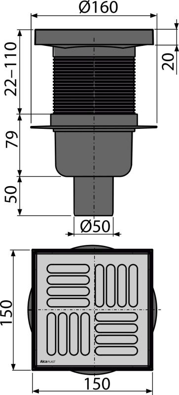 Трап для душу AlcaPlast APV6411 з решіткою