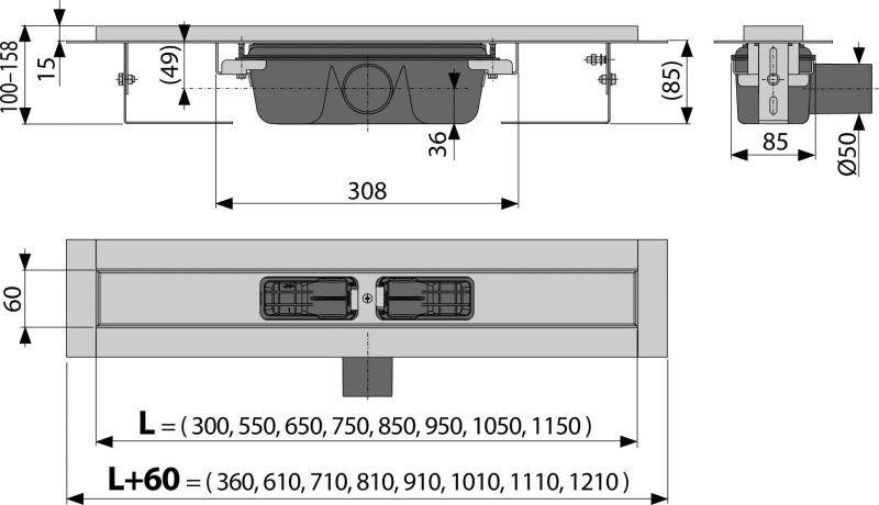 Душовий канал AlcaPlast APZ1-650 без решітки