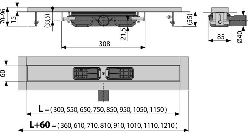 Душовий канал AlcaPlast APZ101-650 без решітки