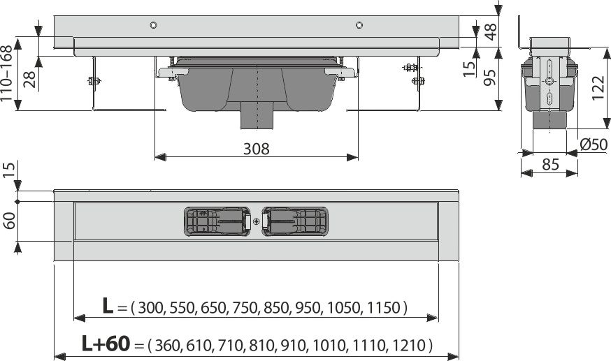 Душовий канал AlcaPlast APZ1016-1150 без решітки
