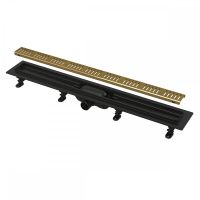 Душевой канал AlcaPlast APZ10BLACK-750BRASS с решеткой